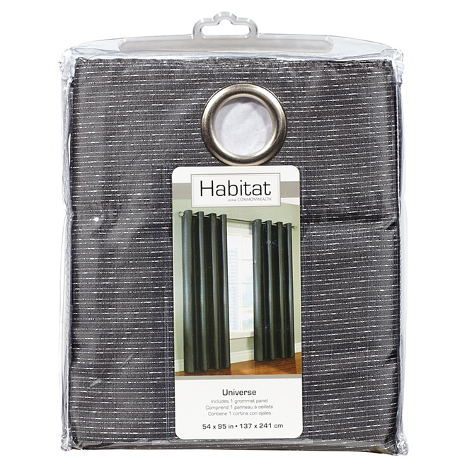 Faux-Silk Grommet Panel - Grey