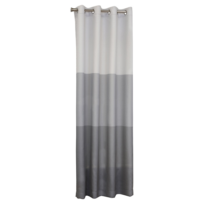 Faux Silk Grommet Curtain - 3-Tone Striped - Grey