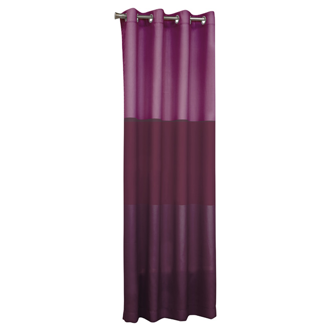 Faux Silk Grommet Curtain - 3-Tone Striped - Red Wine