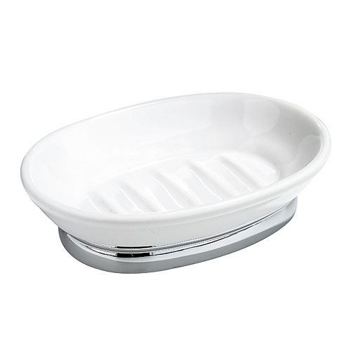 Porte-savon en céramique York, blanc/chrome