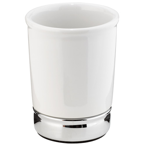 York Bathroom Tumbler - Ceramic - White/Chrome