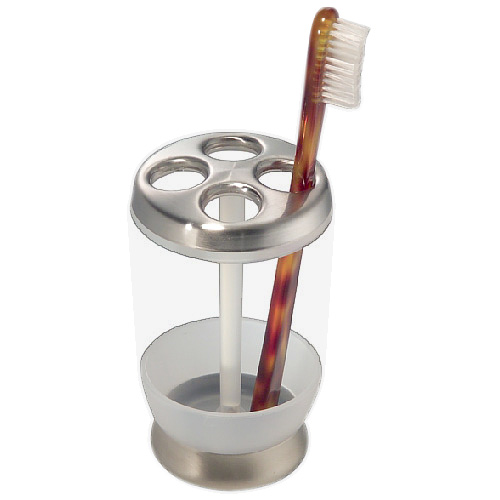 Lusso Toothbrush Holder - Clear/Frosted/Brushed Steel