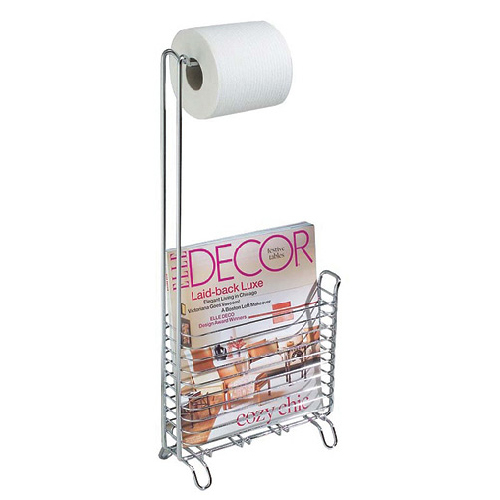 Pedestal toilet paper holder with magazine holder