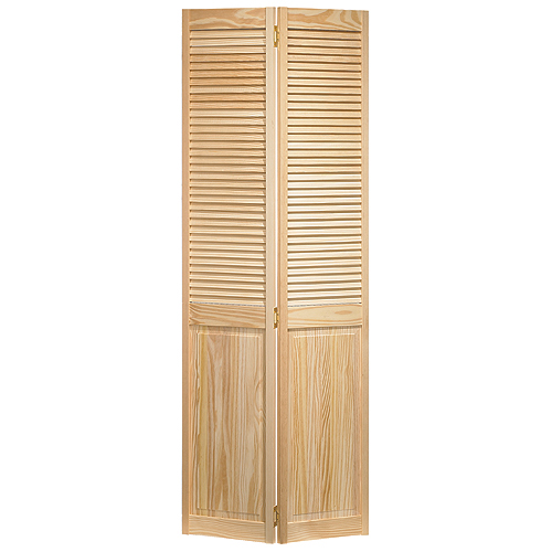 "Shaker" Half-Louver Bifold Door - 30" x 80" - Clear Pine