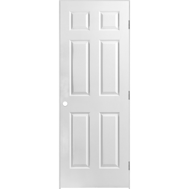 Porte prémontée texturée à 6 panneaux 28 x 80 po - Gauche