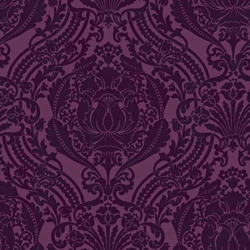 Damask Prepasted Wallpaper - Purple