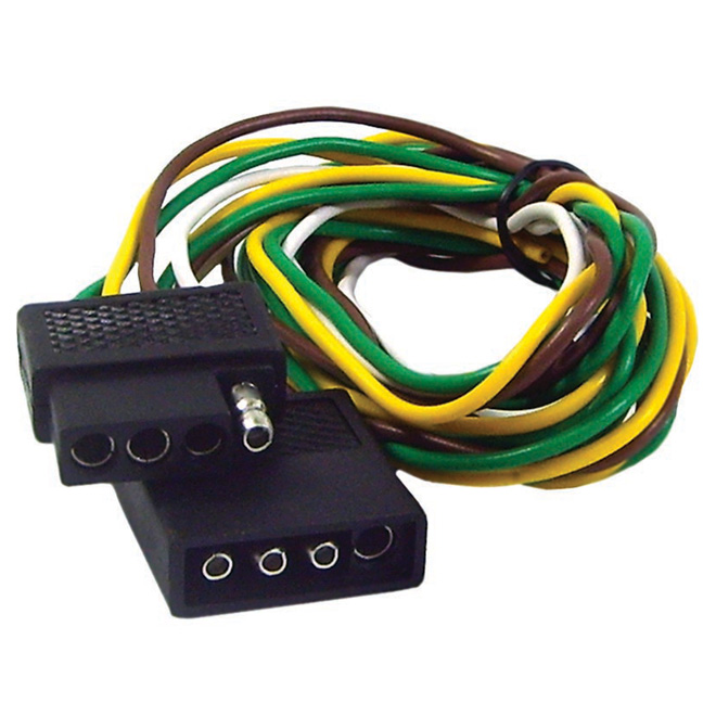 Connecteur plat à 4 pôles pour remorque, calibre 18, 12 po