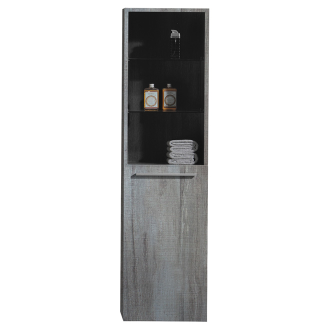 Armoire à linge à 1 porte et 3 tablettes, 59", bleu-gris