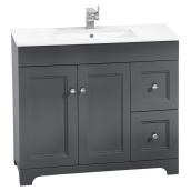 Meuble-lavabo, 2 portes/2 tiroirs, 34 1/4