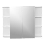 Pharmacie avec miroir, 2 portes, 6 tablettes, blanc
