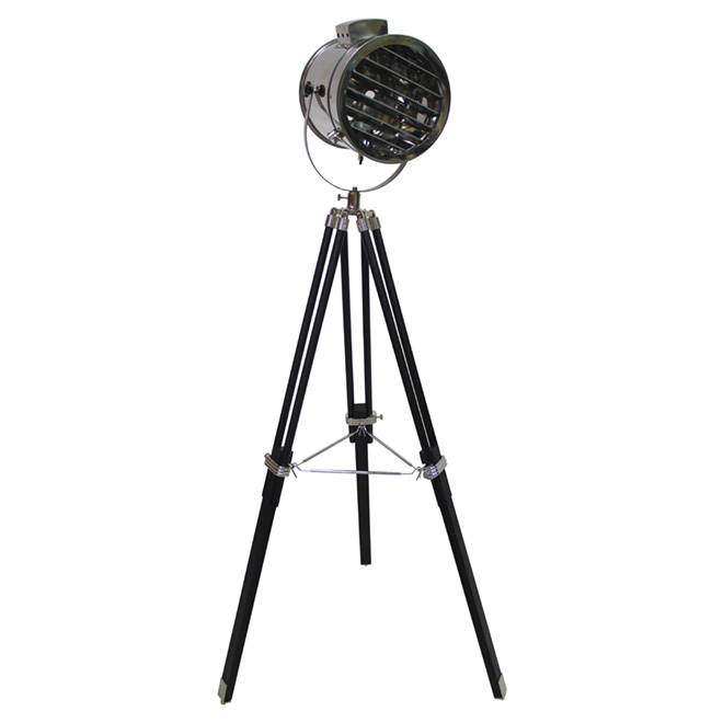 Lampe sur pied style projecteur 48,42", noir/chrome