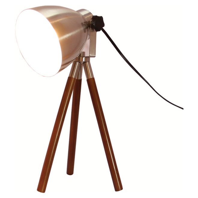 Lampe de table « trépied », 21,5 po, nickel satiné