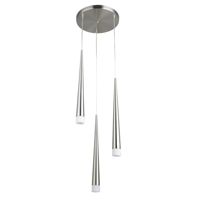 Luminaire suspendu à 3 lumières, Excalibur, Acier brossé