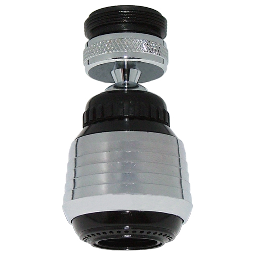 Plastic Swivel Spray Aerator - Black and Chrome