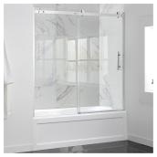 Porte de bain coulissante en verre transparent, 60