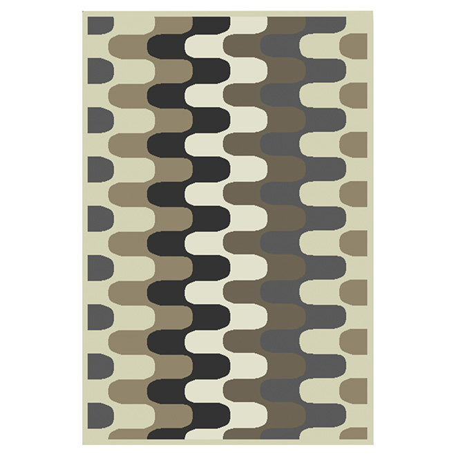 Tapis décoratif en polyester Sialom, 5'3" x 7'5", vert/gris