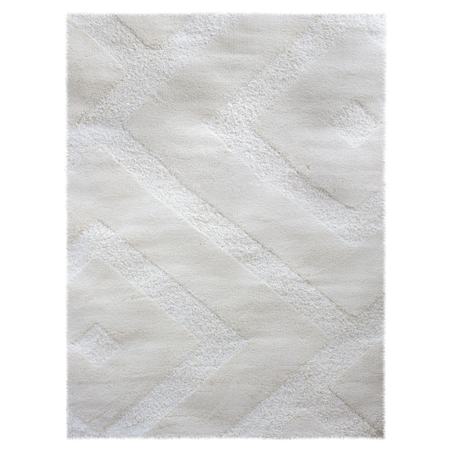 Tapis shag « Romeo », 5' 3" x 7' 5", blanc