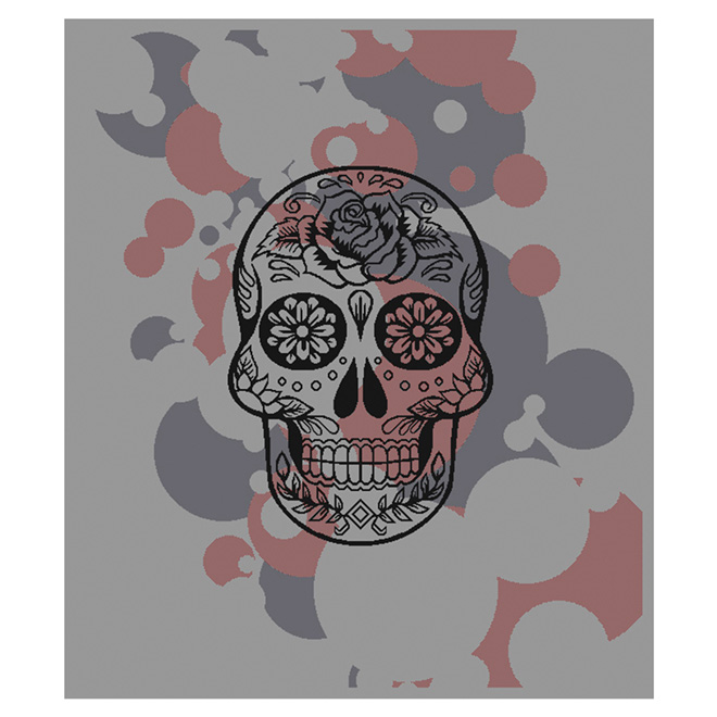 Tapis « Tête de mort », gris, 3'3" x 3'9"