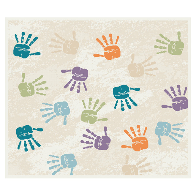 Tapis « Empreintes de mains », multicolore, 3'3" x 3'9"