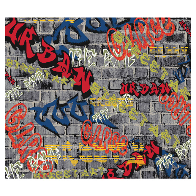 Tapis en nylon de 3' 3" x 3' 9" « Graffiti »
