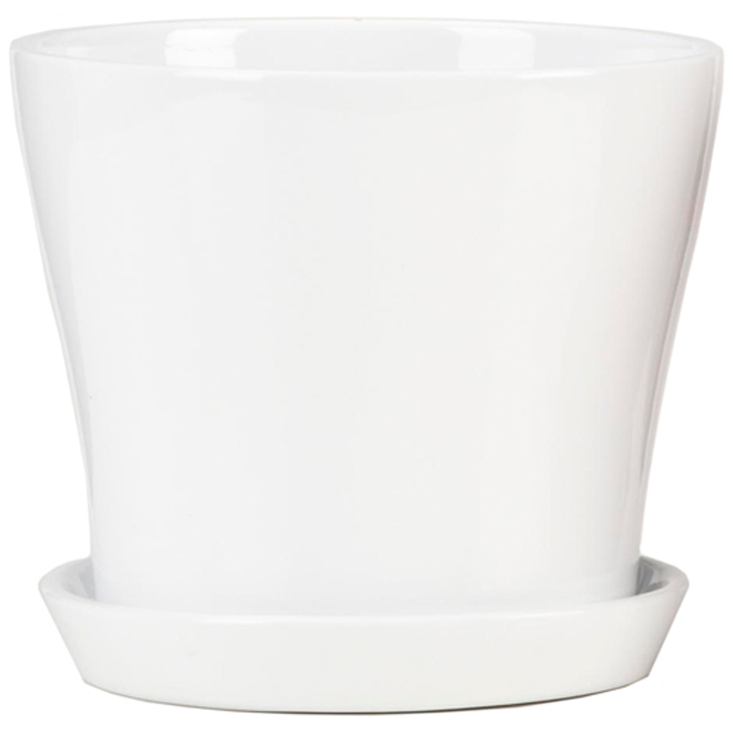 Ceramic Planter Pot and Saucer - 6" - White