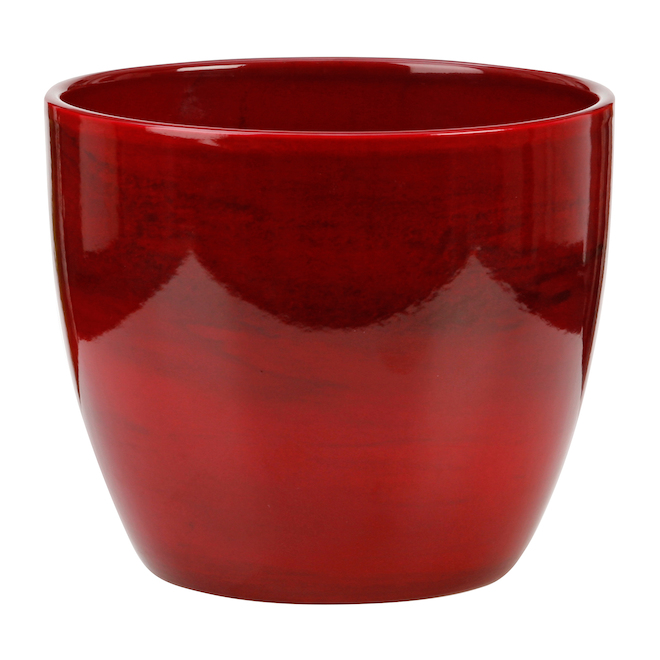 Cache-pot en céramique 16cm - Rouge marbre
