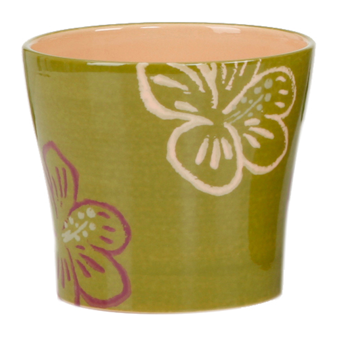 Ceramic Pot Cover "Maui" 13cm - Green and Purple