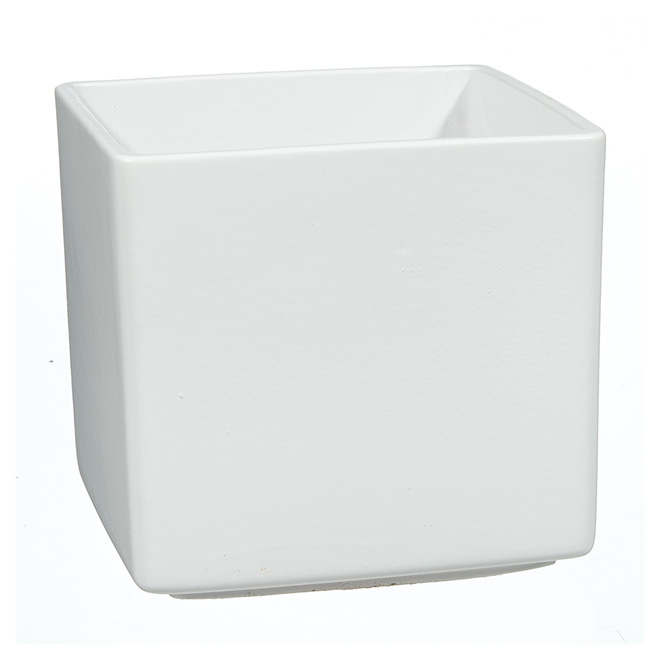 Pot Cover - "Panna" Square Ceramic Pot Cover 5" - White