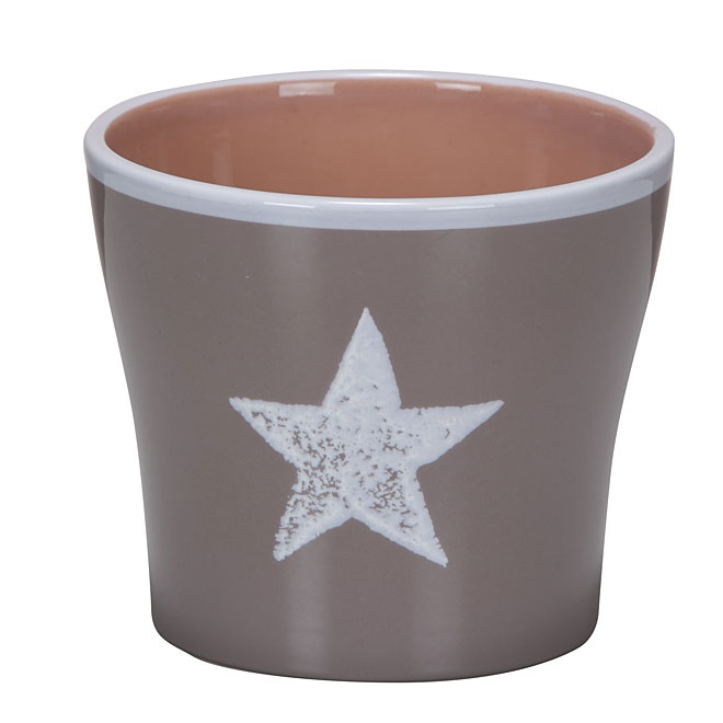 Ceramic Pot Cover 13cm - Taupe
