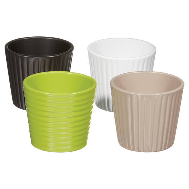 Mini Ceramic Cover Pot - 608 - 3.5" - Assorted