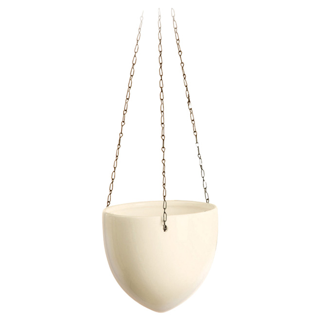 Cache-pot suspendu en céramique, 7", crème