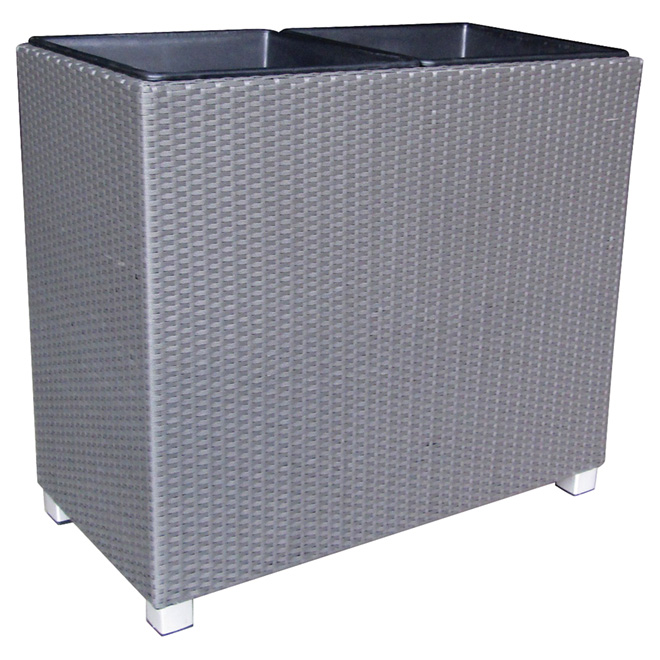 Jardinière double en polyrésine, 34 po, gris