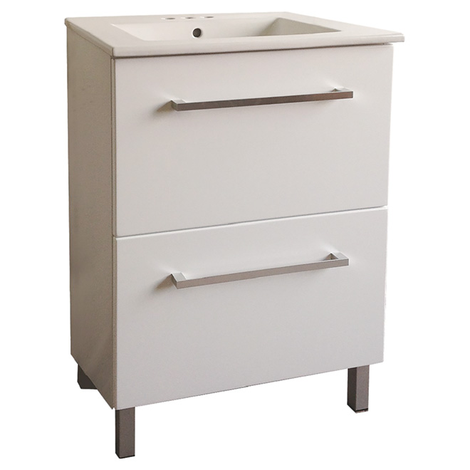 Vanity Sink - Floor Stand -2 Drawers- 24" - White