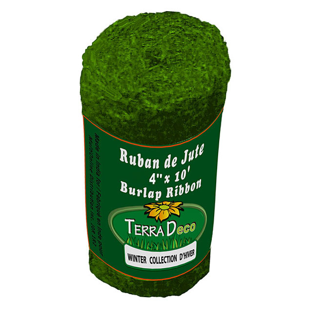 Jute décorative en ruban de 4 po x 10 pi, vert