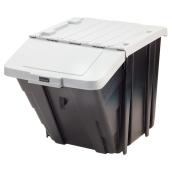 Boite de rangement empilable avec couvercle, 61L, noir/gris
