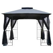Abri-soleil de jardin avec moustiquaire, 10' x 10', gris