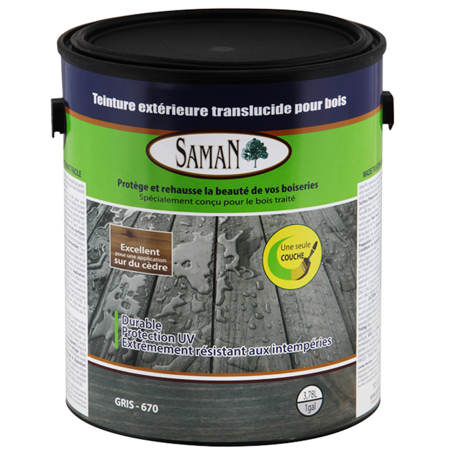 Teinture extérieure translucide pour bois, gris