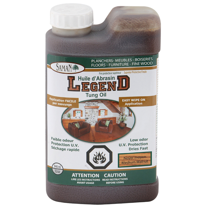 Huile d'abrasin « Legend » couleur noyer moyen de 946 ml