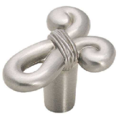 Bouton en métal fini nickel satiné