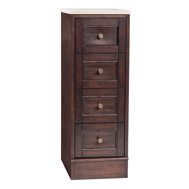 Cabinet de salle de bain « Catryn », 3 tiroirs, noyer foncé