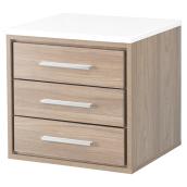 Armoire à dessus en similimarbre, Carlington, 3 tiroirs, noyer