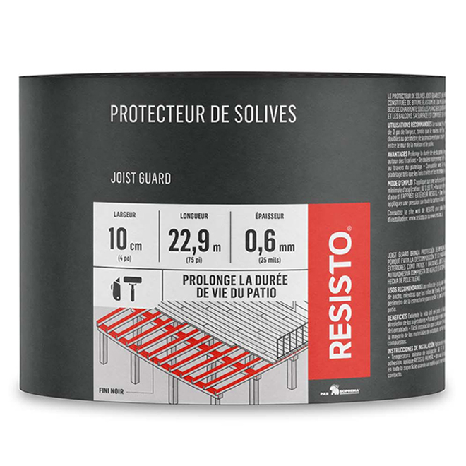 Protecteur imperméable pour solives, 4 po x 75 pi