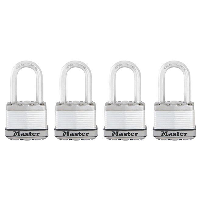 Pack of 4 Laminated Key Padlocks - 1 3/4" - Steel