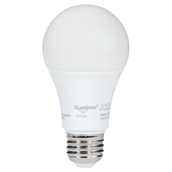 Ampoule DEL 5,5W A19, intensité réglable, blanc chaud