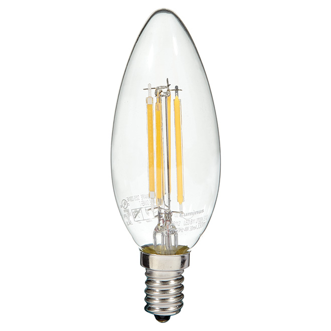Ampoule à filament DEL, 4W/B11-E12, blanc chaud