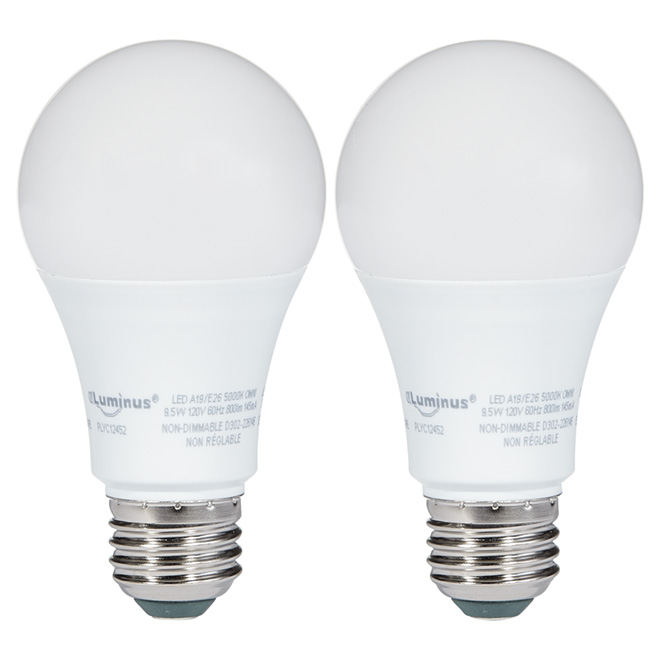 LED Bulb 9.5W A19 - non-dimmable - Day Light - 2-Pack