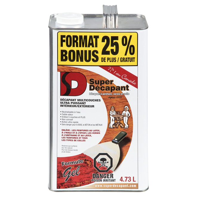 Super décapant en gel pour peinture, vernis et colle, 4.73 L