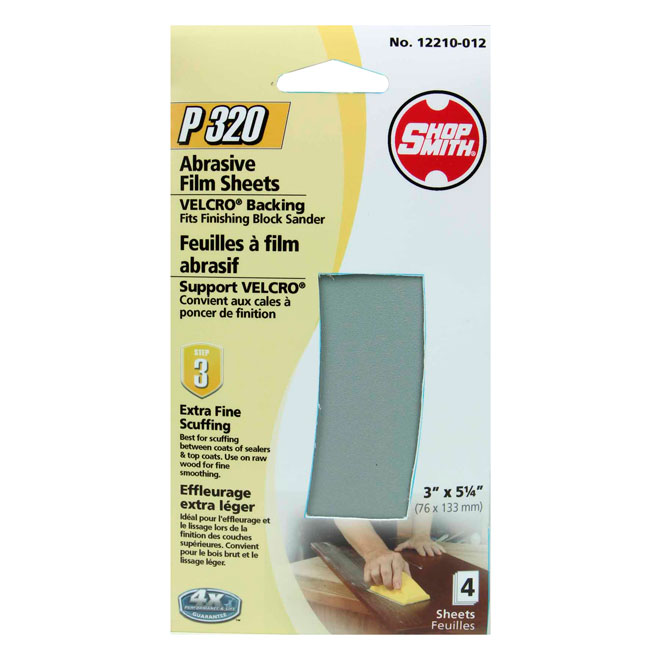 Sanding Film Sheets - Extra Fine - 320 Grit - 4-Pack