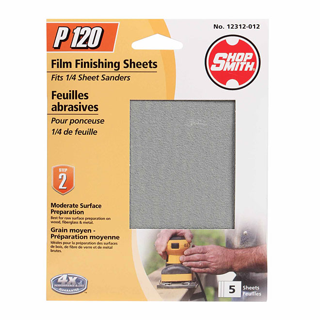 1/4" Sander Sheets - 120 Grit - 5-Pack
