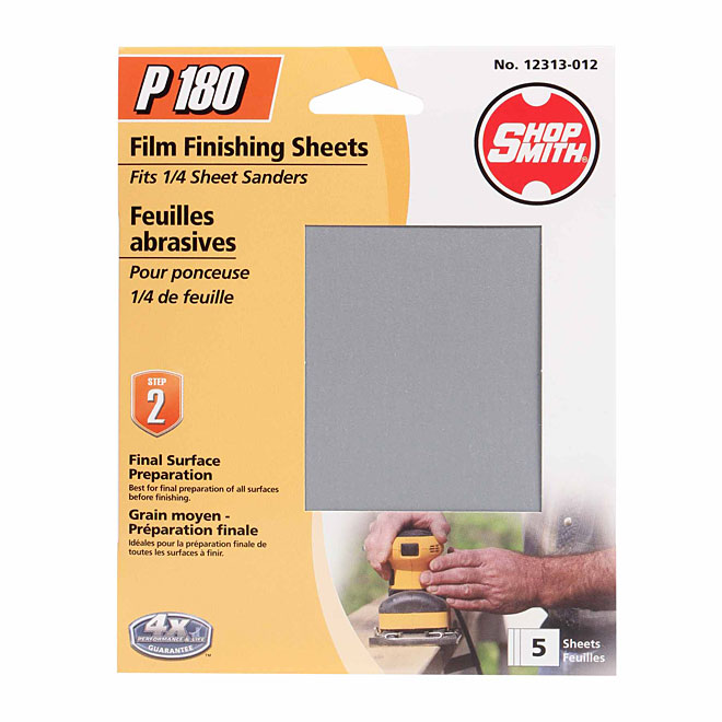 1/4" Sander Sheets - 180 Grit - 5-Pack